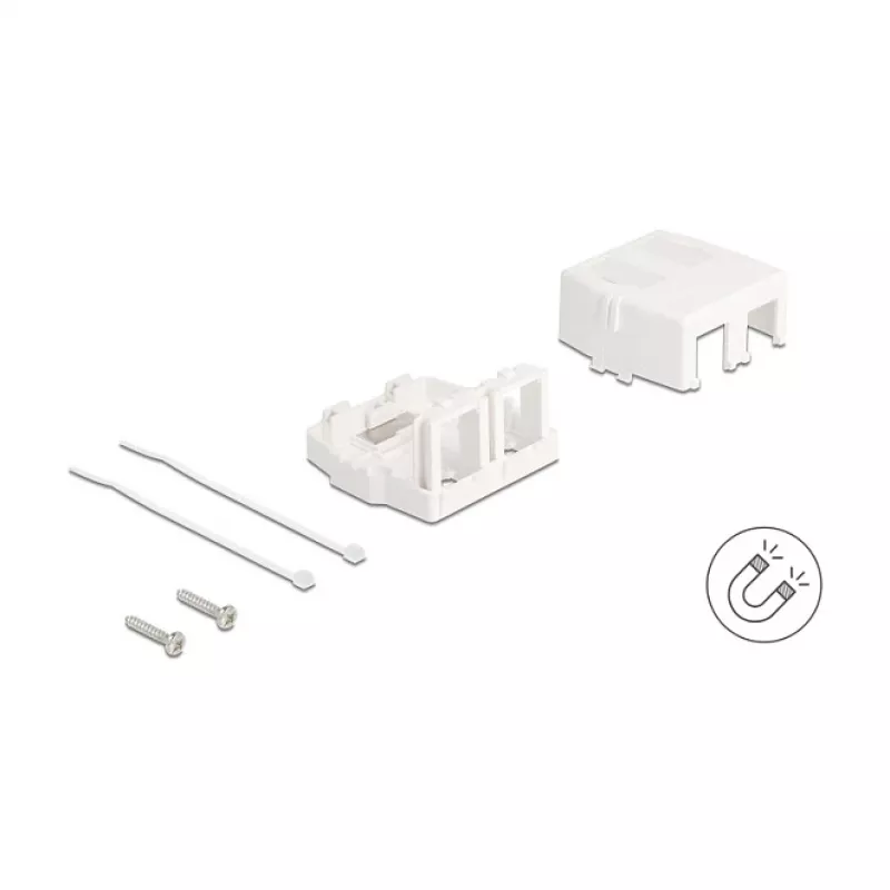 Delock 85843 Carcasa Keystone vacía, 2 puertos, con base magnética, blanco