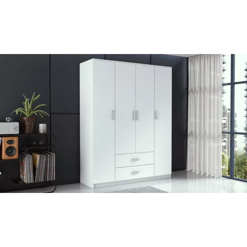 Armario ropero Topeshop ROMANA 160 BIEL KPLB 11 baldas 4 puertas blanco