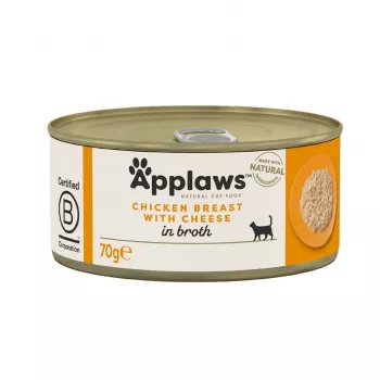 APPLAWS Pechuga de pollo con queso – Alimento húmedo para gatos – 70 g