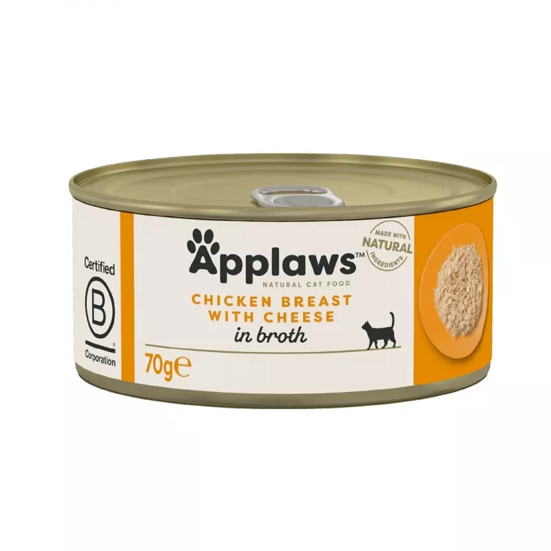 APPLAWS Pechuga de pollo con queso – Alimento húmedo para gatos – 70 g