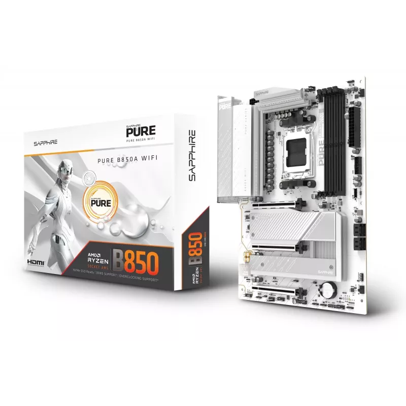 Placa base Sapphire PURE B850A WIFI7, AMD B850, Socket AM5, ATX, DDR5