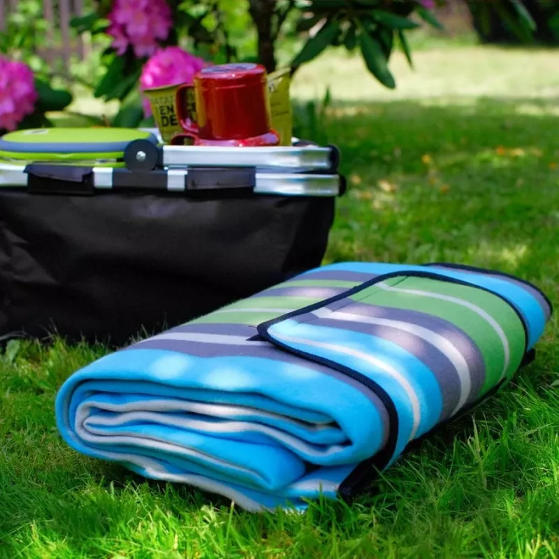 Manta de picnic PROMIS KP200PZ, rayas verdes, 200 x 150 cm
