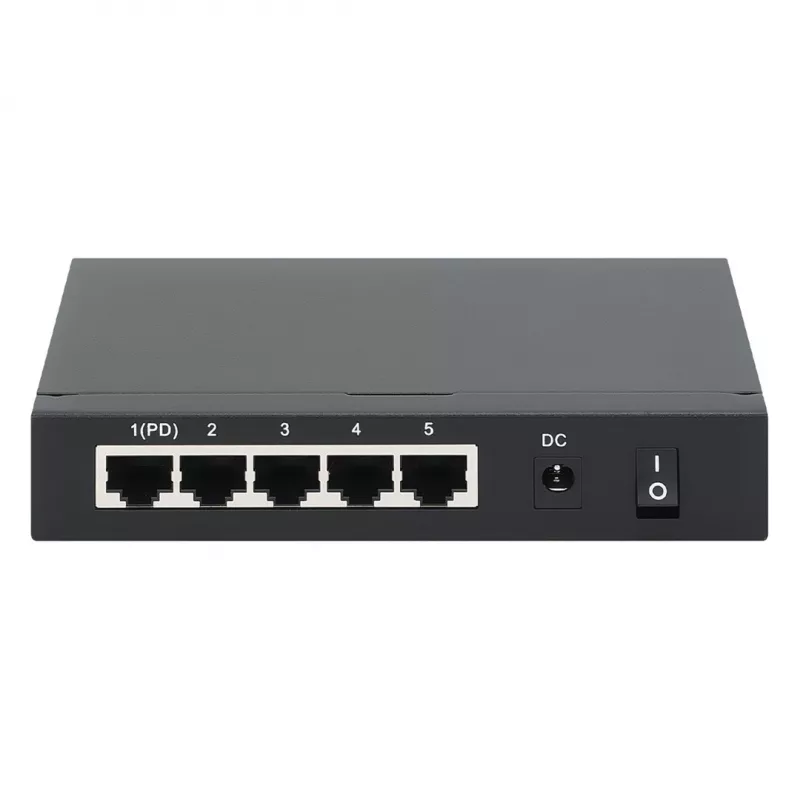 Conmutador Gigabit 5xPoE Passthrough, alimentado por PoE o AC, 68W