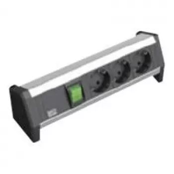 Regleta de distribución Bachmann DESK 1 3m 3 tomas Schuko negro gris