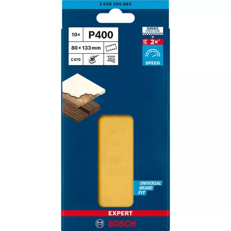 Hojas de lija perforadas Bosch Expert C470, 80 x 133 mm, K400, 10 uds.