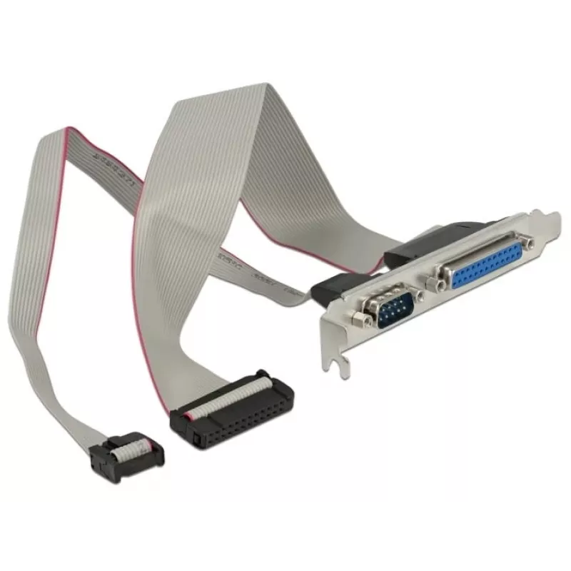 Delock 85644 Soporte de ranura, 1x paralelo DB25 + 1x serie DB9 a IDC, patillaje girado