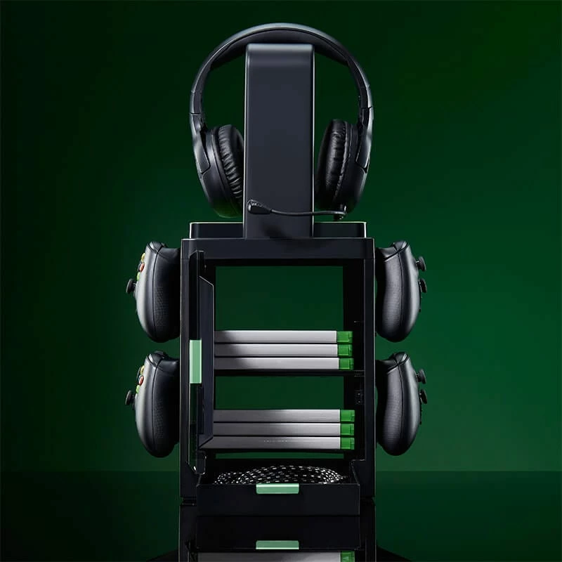 Numskull Games Estuche oficial de juegos Xbox, soporte para discos de juegos, Xbox, negro, con cable