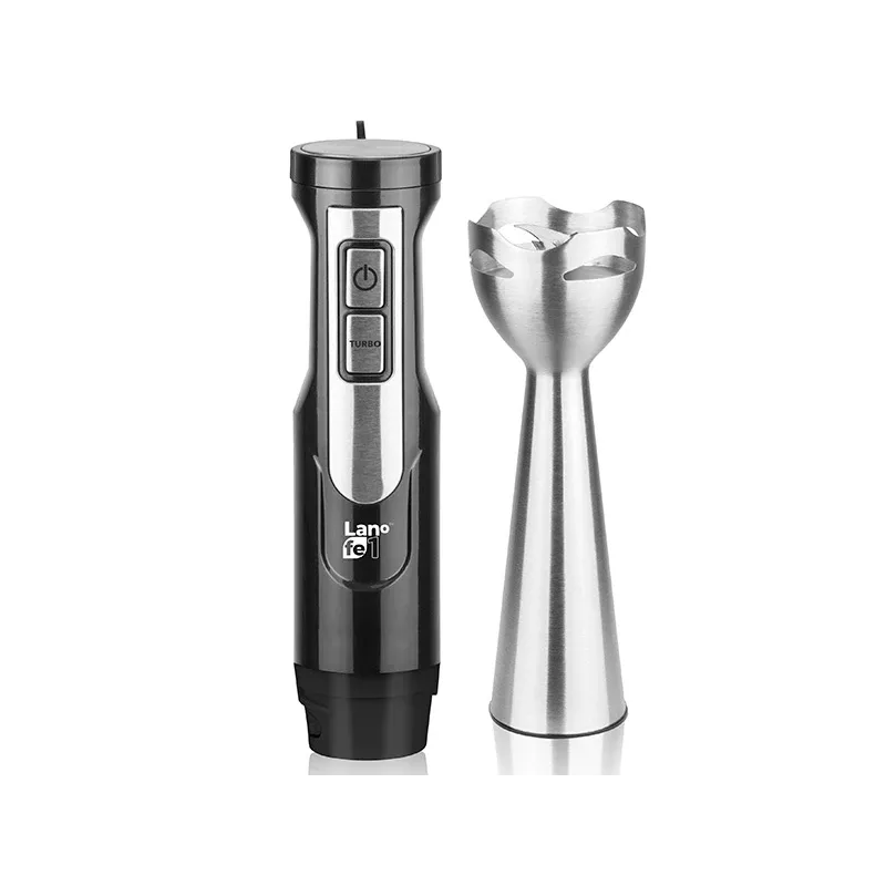 LAFE BlendMix BRK-003A set de batidora de mano, 800 W, 2 velocidades, turbo, cuchilla de acero inoxidable, vaso de 0,6 l, negro/plateado