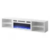 Mueble TV POLO 180x33x39 blanco + chimenea blanca