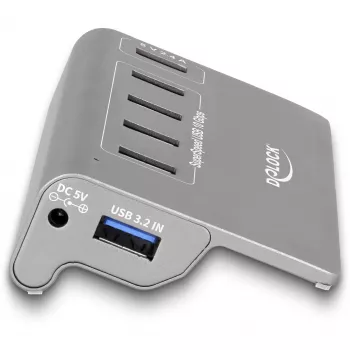 DeLOCK hub USB 10 Gbit/s 4 puertos Type-A 1 puerto de carga rápida
