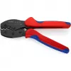 Alicate de crimpar Knipex PreciForce modelo 975236 SB — mangos aislados en negro, azul y rojo