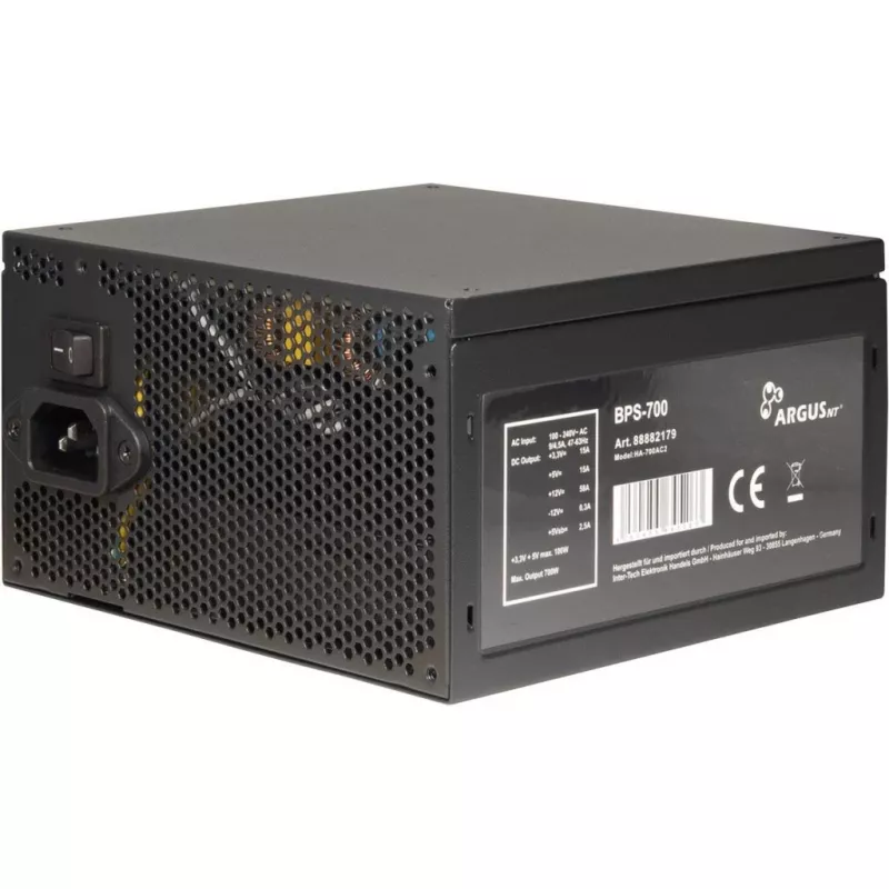 INTER-TECH ArgusNT BPS-700 fuente de alimentación ventilador 120mm Active PFC 6xSATA 4x PCI-E 6+2 2x 4+4pin 80+ Bronze 230V EU (88882179)