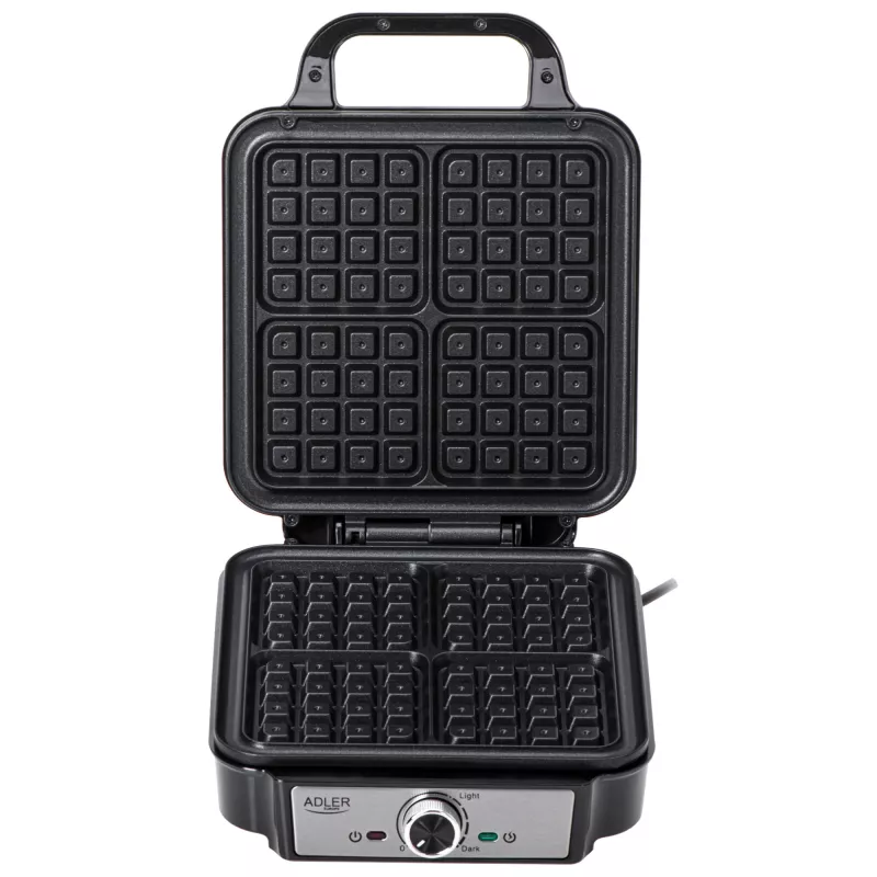 Gofrera Adler AD 3083 – 4 gofres cuadrados 10×10 cm, 1200 W, temperatura regulable, recubrimiento antiadherente, asas frías