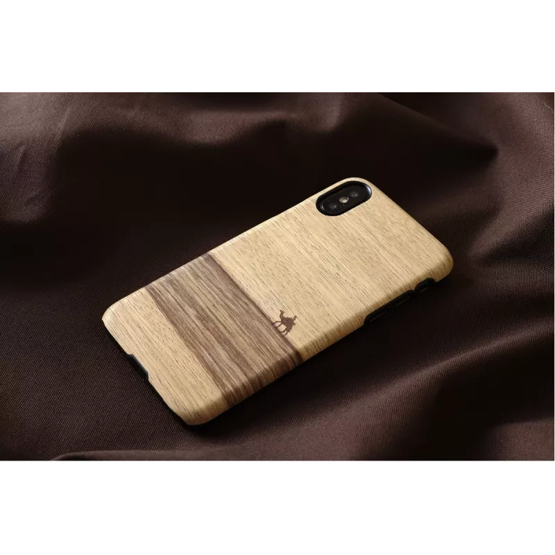 Funda protectora MAN&WOOD para iPhone X/XS – Terra negro, parte trasera protectora