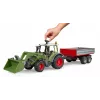 Tractor de juguete BRUDER Fendt Vario 211 con pala frontal y remolque lateral