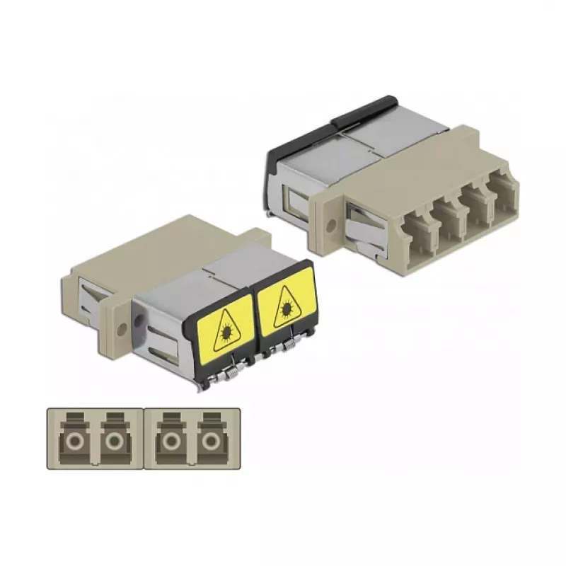 Acoplador de fibra óptica DeLOCK 86904 LC cuádruple hembra a LC cuádruple hembra multimodo beige