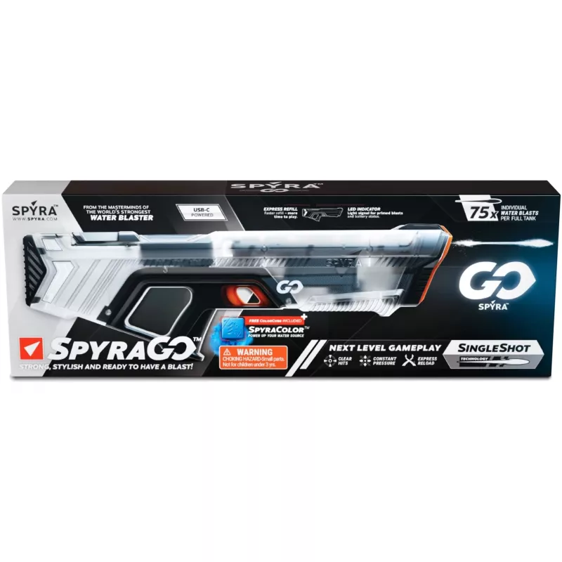 Pistola de agua SpyraOne SpyraGO Clear transparente — pistola de agua recargable compacta SPGO1T