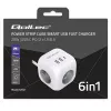 Regleta QOLTEC 52547 Power Cube 3 tomas AC, 2 USB-A, 1 USB-C PD 20W
