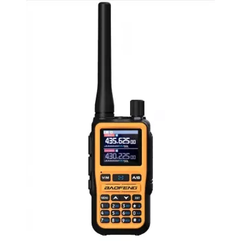 Walkie-talkie portátil Baofeng UV-5R Mini con función de carga USB-C, Bluetooth, VHF/UHF, 5 W, 1600 mAh, naranja