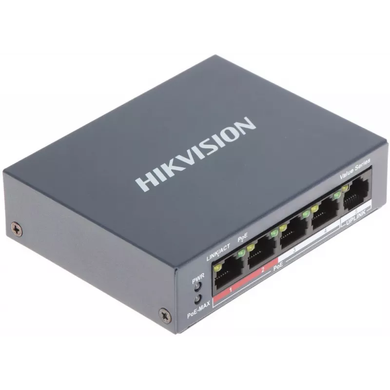 Hikvision DS-3E0105P-E/M(B) switch de red L2 Fast Ethernet (10/100) Power over Ethernet (PoE) gris