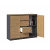Cómoda top e shop Topeshop 2D4S ANT/ART BA KPL — 4 cajones, antracita/roble, 1200×400×970 mm, tablero aglomerado