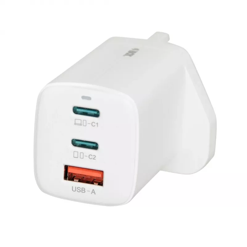 iBOX C-65 blanco, cargador universal GaN 65W con conector macho UK