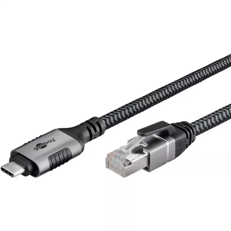 Goobay 70753 Cable USB-C a RJ45 Ethernet CAT 6 para conexión a internet por cable estable con router/módem/switch de red/sustituye adaptador USB a RJ45 / 1