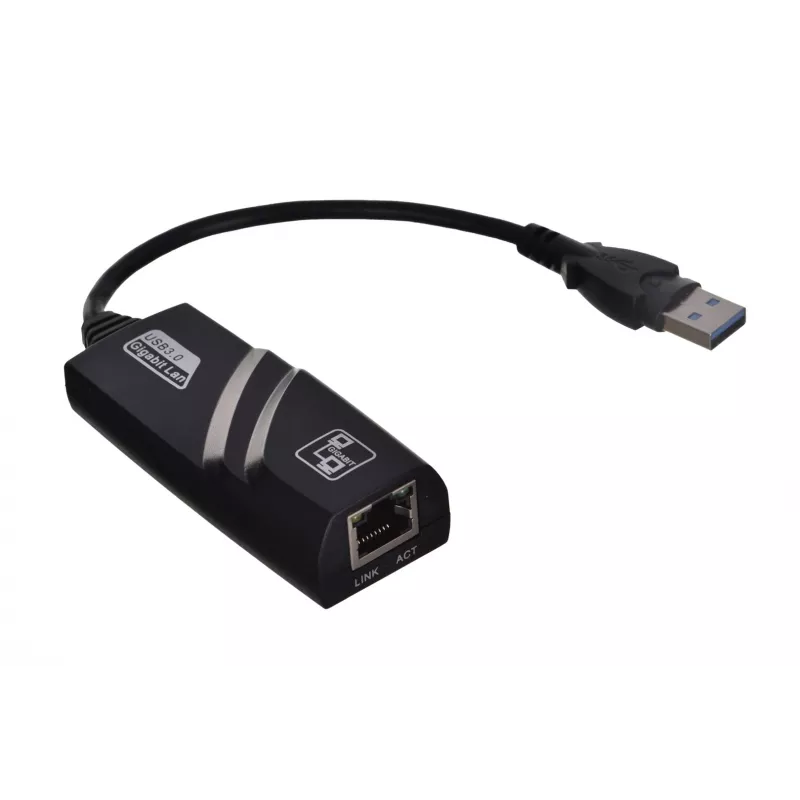 Adaptador USB 3.0 a Gigabit Ethernet Akyga AK-AD-31, RJ45, cable de 15 cm, negro