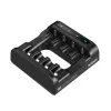 Cargador de baterías XTAR 4 ranuras para AA/AAA (Li-Ion, NiMH) USB-C, indicadores LED, negro