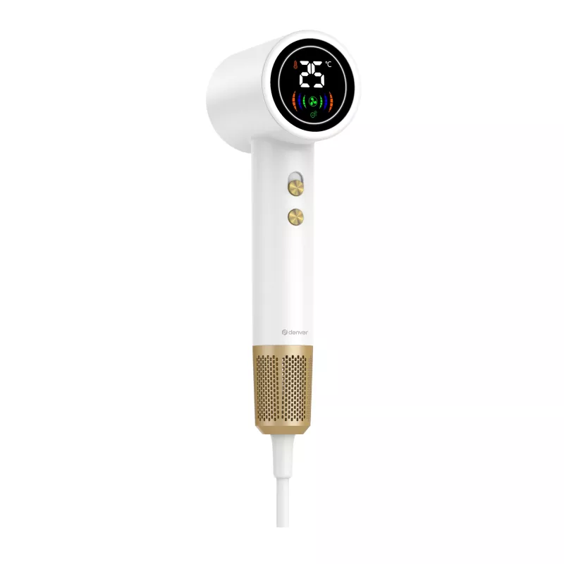 Secador de pelo DENVER HDD-1400W, 1400 W, blanco, 110–240 V, cable 1,8 m, 25–75 °C, 70×89×280 mm
