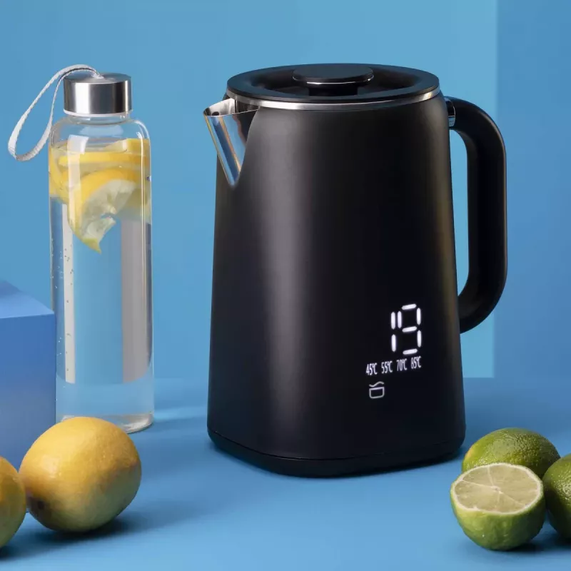 Jata JEHA1575 hervidor eléctrico, 1,7 l, 1500 W, 5 ajustes de temperatura, negro/acero inoxidable