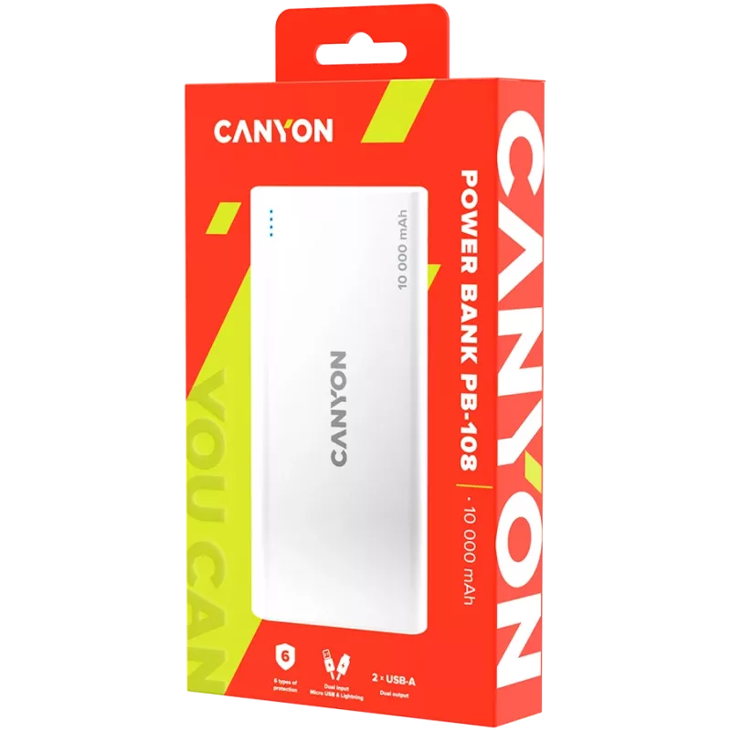 CANYON Batería externa PB-108 10000 mAh Blanca
