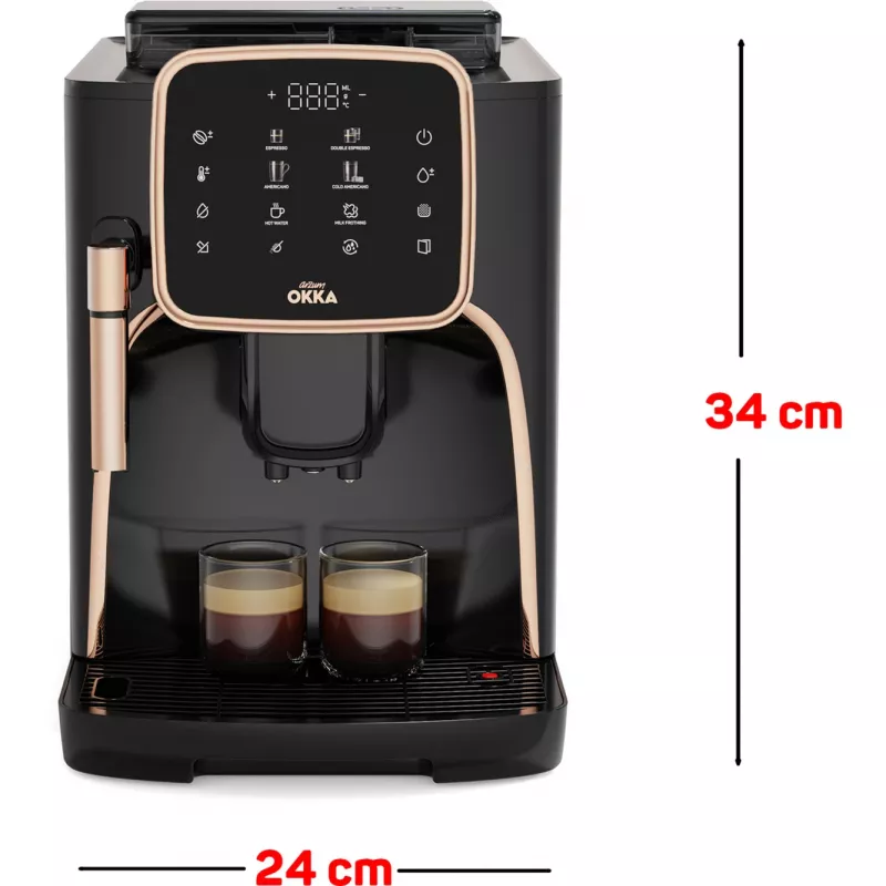 Okka Espresso Pro, superautomática negra/bronce, 1450 vatios