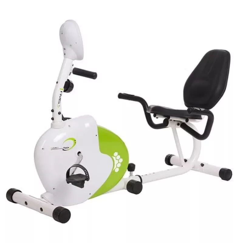 Bicicleta estática magnética horizontal blanca y verde HMS R9259