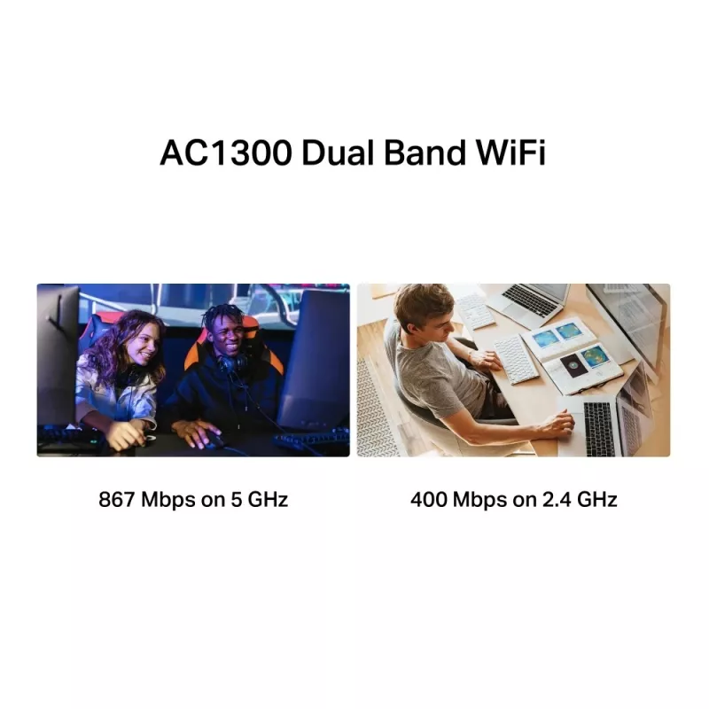 Mercusys MA30H adaptador Wi-Fi USB AC1300 High Gain de doble banda, negro