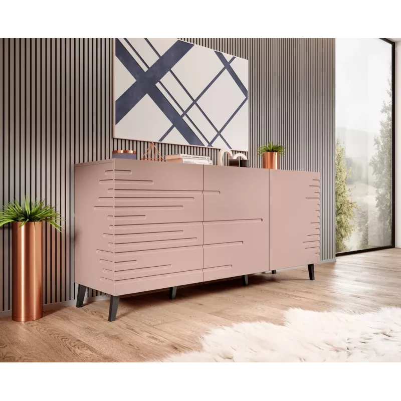 Cómoda Cama Meble Cama Nova 155 × 40 × 72 cm, rosa mate, cuerpo de MDF