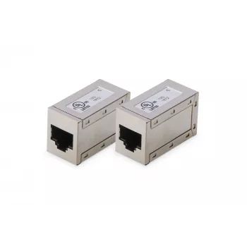 Acoplador modular CAT 6 Digitus, blindado, 2 unidades, RJ-45, contactos dorados, plateado