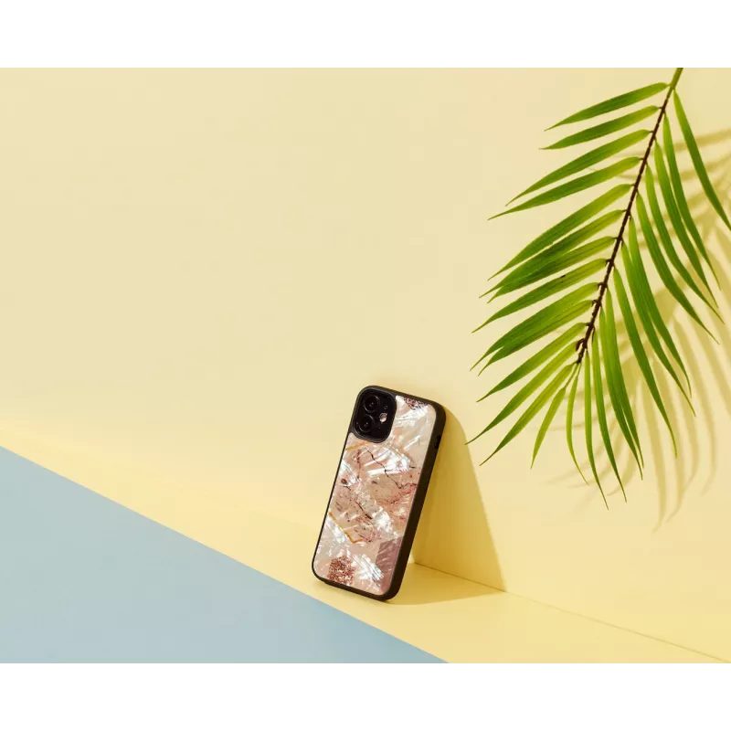 Funda protectora iKins para Apple iPhone 12 mini — patrón de mármol rosa, ajuste fino
