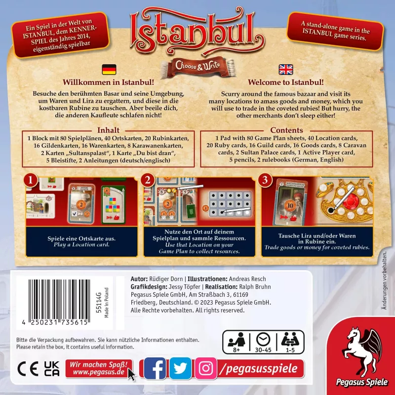 Istanbul - Choose & Write, juego de mesa