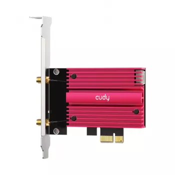 Tarjeta de red WLAN Bluetooth interna Cudy WE9300S PCIe, Wi-Fi 7 (802.11be) tribanda 2.4/5/6 GHz, 5765 Mbit/s, Bluetooth 5.4, antena externa 2x2