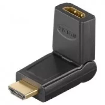 Wentronic Goobay Adaptador HDMI™, conector hembra HDMI estándar (tipo A), Negro - conector hembra HDMI™ A > conector macho HDMI™ A, acodado (51721)