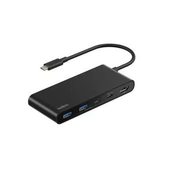 Belkin Connect, USB Type-C, HDMI, USB 2.0 Type-A, USB 3.2 Gen 1 (3.1 Gen 1) Type-C, MicroSD (TransFlash), SD, negro, cable redondo, 0,2 m