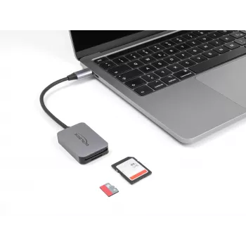 Lector de tarjetas DeLOCK USB Type-C aluminio SD Micro SD 5000 Mbit/s