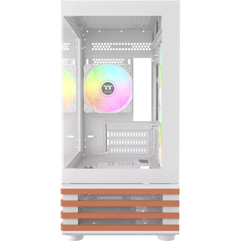 Caja de PC Micro Tower THERMALTAKE View 170 WS ARGB Snow — Micro ATX, blanca, 2x120mm lateral, 1x120mm trasero, fuente de alimentación abajo, compatible con 2,5 pulgadas/3,5 pulgadas