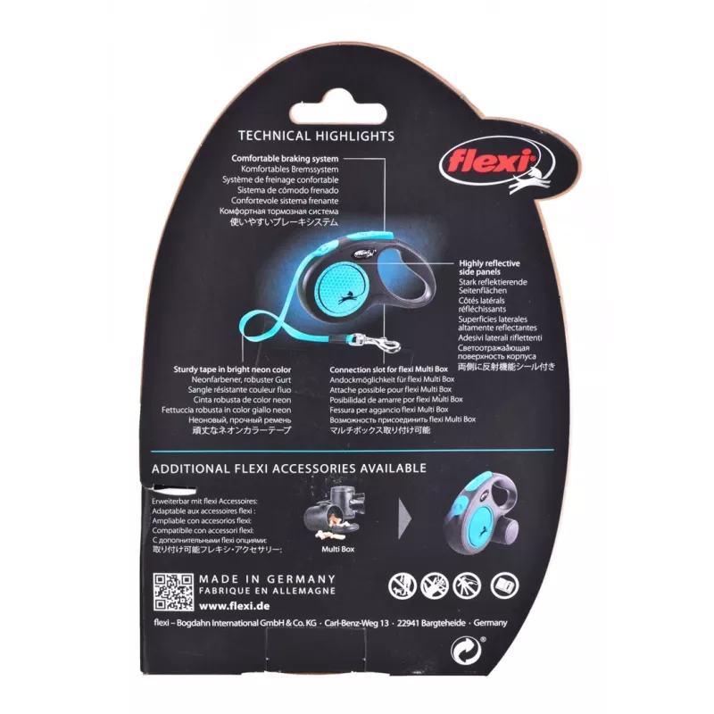 FLEXI New Neon M - Correa retráctil - 5 m