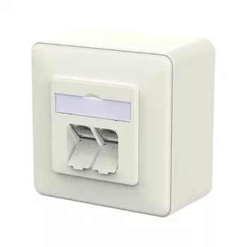 Metz Connect 130D380002-I E-DAT C6A IDC Toma de superficie de 2 puertos, blanco puro