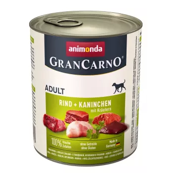 Comida húmeda para perros animonda GranCarno ternera + conejo con hierbas 800 g, adulto, lata