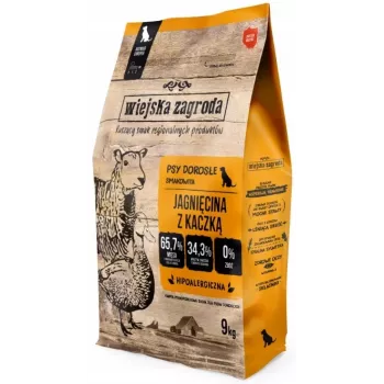 Comida seca wiejskazagroda Adult Small Cordero con Pato 9 kg — sin cereales, 34 % proteína, 23 % grasa