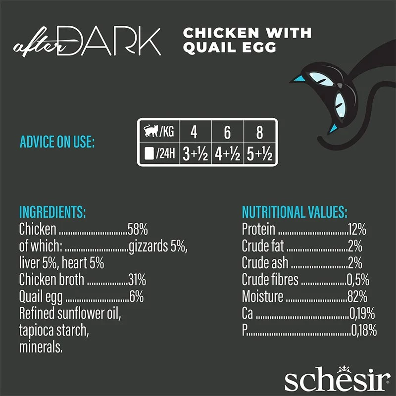 Comida húmeda para gatos Agras Pet Foods Schesir after Dark Complete caldo 80 g – pollo, sin gluten, para gatos adultos
