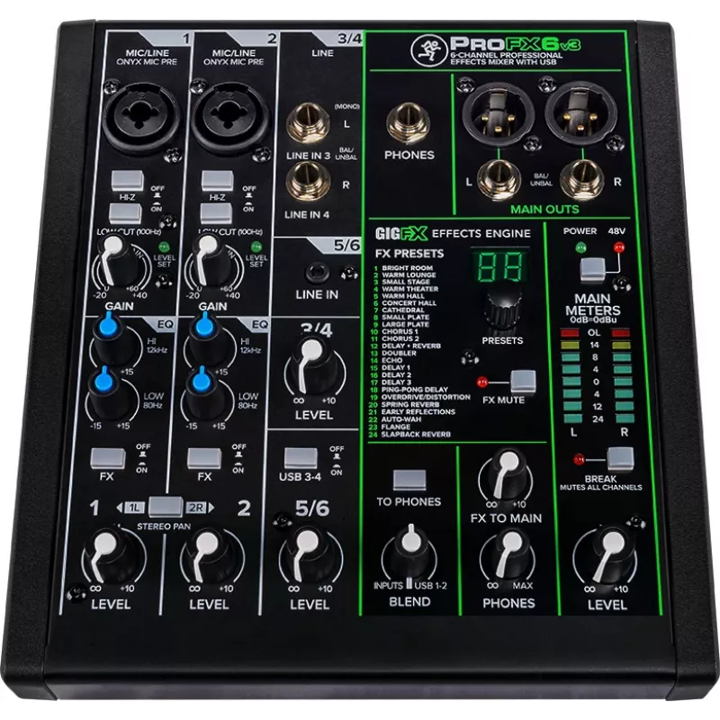 Mezclador Mackie ProFX6v3 mezclador analógico compacto de 6 canales con interfaz USB